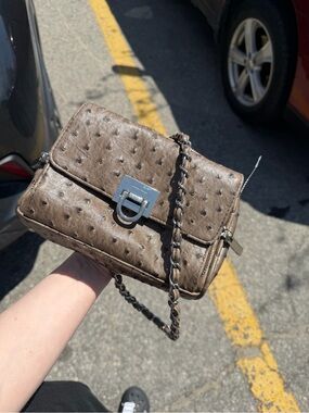 Ivanka Trump Ostrich Print Chain Shoulder Bag